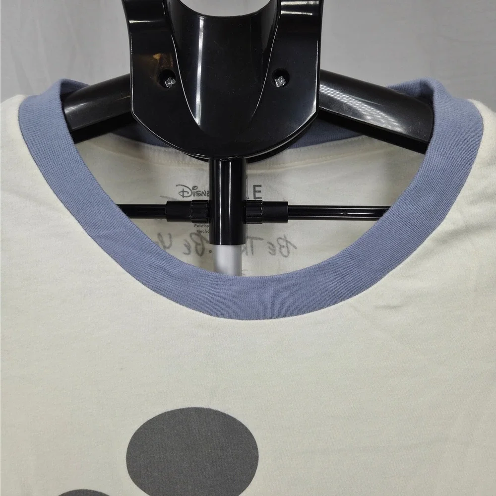 American Eagle Disney Mickey Mouse‎ Graphic Ringer Tee Cream Blue XL